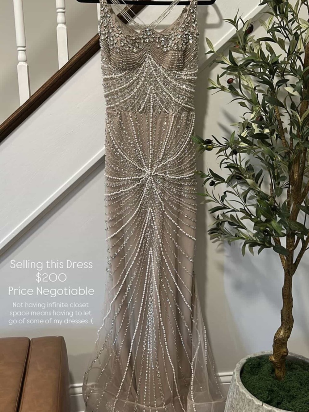 Beaded Nude Illusion Sheath Dress
